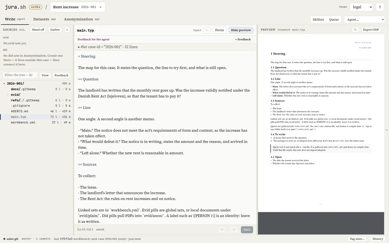 A new rent increase case: its map in the editor and the preview